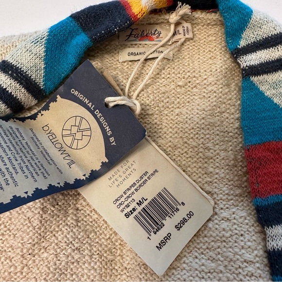 NWT Faherty Crow Stripe Braided Belt Duster Long Cardigan Coatigan Fringe M/L - Picture 6 of 6